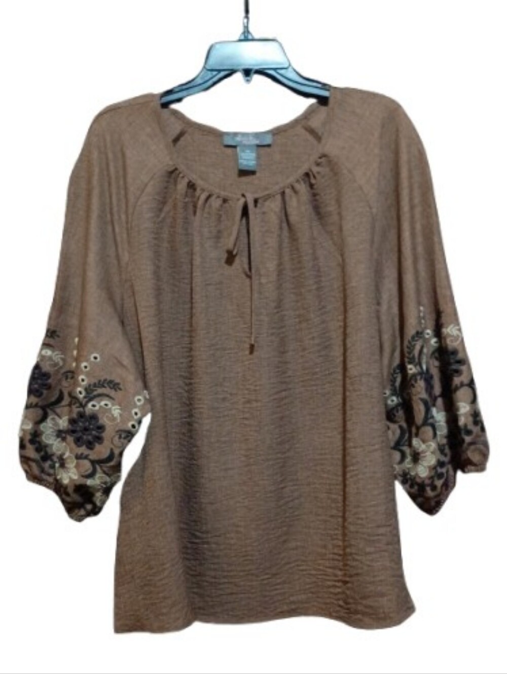 Olivia & Martin Brown Embroidered Blouse